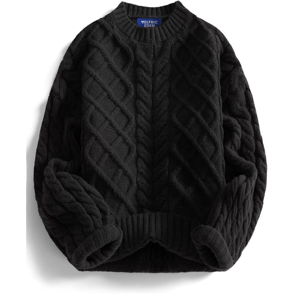 Women’s Oversized Cable Knit Sweater Chunky Crewneck Pullover